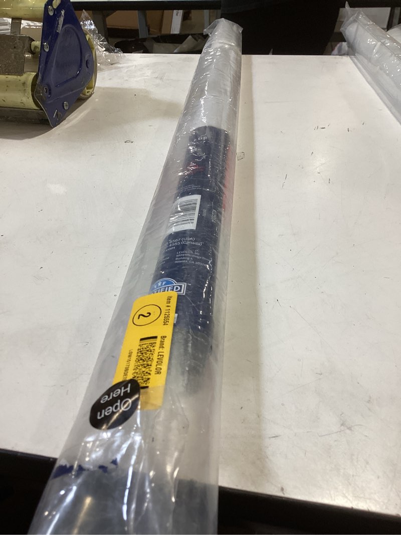 Condition photo showing Good Condition for levolor 37-in x 78-in white room darkening cordless roller shade