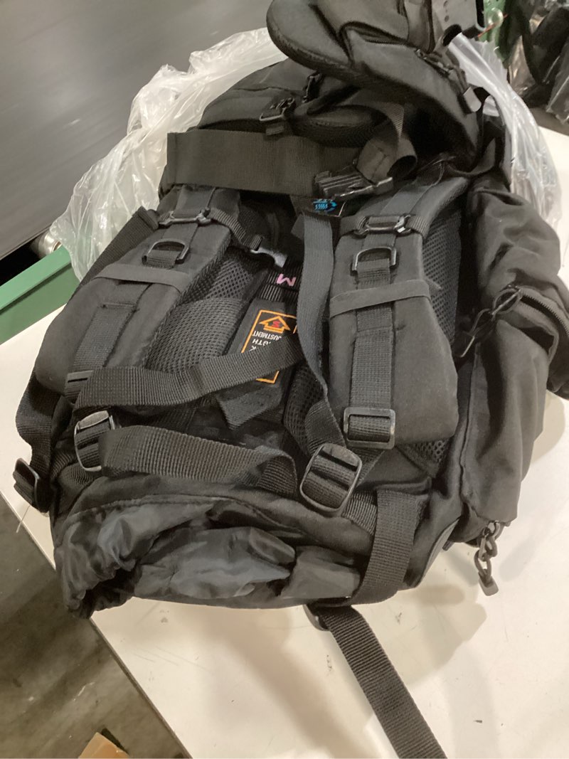 Condition photo showing Good Condition for teton 65l explorer internal frame backpack for hiking, camping, backpacking, rain cover included, graphite graphite 65l