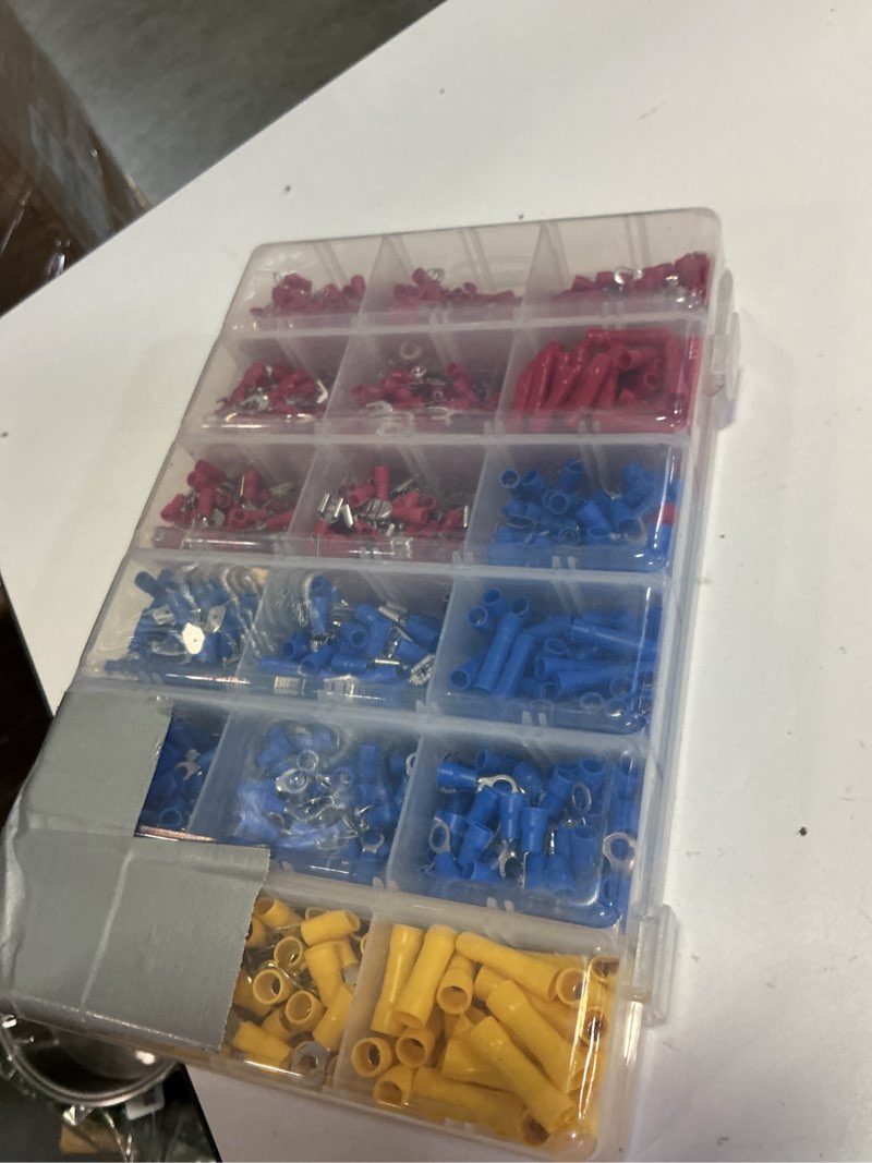 Condition photo showing As Is for nilight 1500pcs mixed quick disconnect crimp connector butt splice ring fork spade bullet piggy back assortment kit 22-10 awg insulated wire terminal for automotive wiring 1500pcs mixed crimp terminals