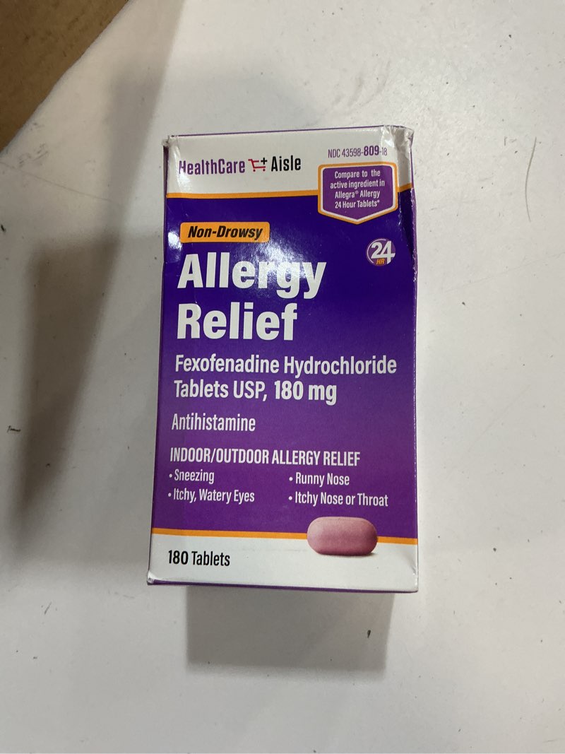 Condition photo showing New/Like New for ( BB/03/2026) HealthCareAisle Allergy Relief - Fexofenadine Hydrochloride Tablets USP, 180 mg - 180 Tablets - Allergy Medication, Non-Drowsy 24-Hour Relief 180 Count (Pack of 1) 180mg