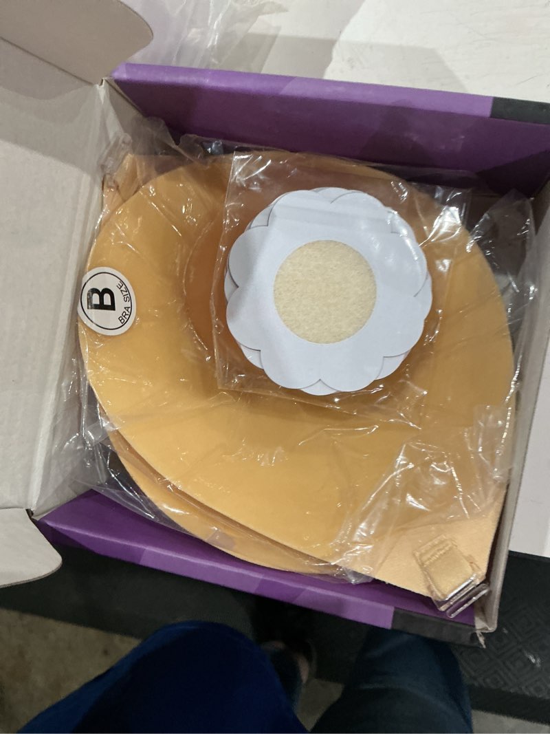 Condition photo showing Good Condition for invisible strapless sticky bra push up for women, ultra adhesive bra for backless dress, cleavage bra lift novelty bras (b cup, light beige) light beige 32-36b