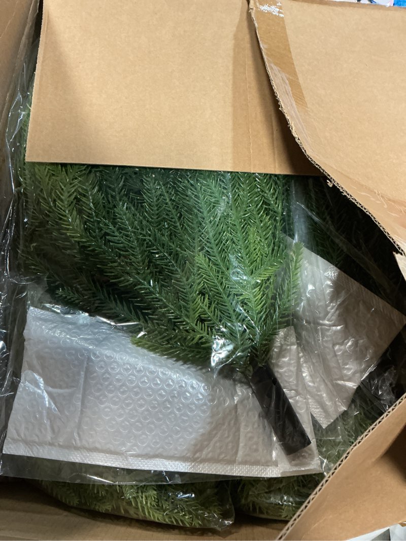 Condition photo showing New/Like New for 4 Pack 24" Christmas Artificial Topiary Tree - Fake Norfolk Pine Trees with Ground Spike, Shrubs for Winter Holiday Xmas Indoor Outdoor Garden Yard Front Door Porch Planter Fillers Decor