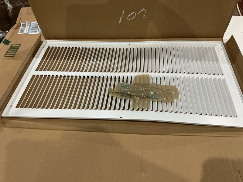 Condition photo showing Good Condition for 12x24 return air grille(duct opening size),air return vent cover,flat vent cover,rejillas de aire acondicionado para casa,return air grilles,outer dimensions:13.75"wx25.75"h(12"w x 24"h, duct opening)