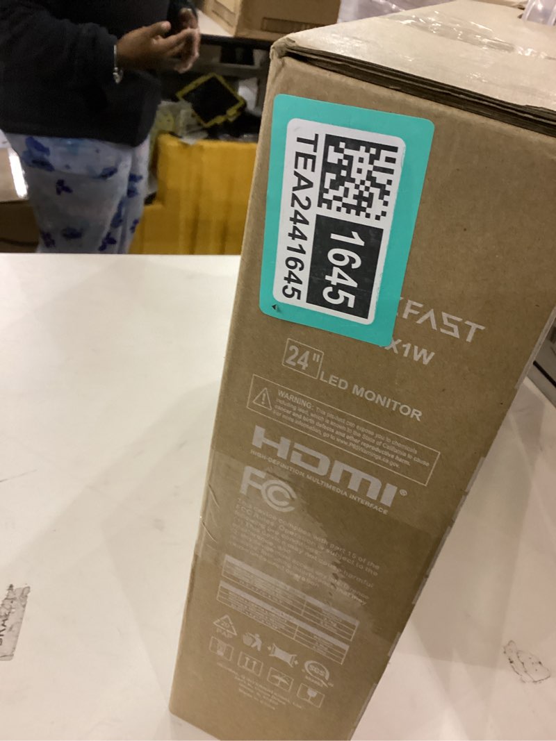 Condition photo showing As Is for Amzfast 24 Inch Gaming Monitor 200Hz FHD 1080p Fast IPS Computer Monitor, 110% sRGB 1ms HDR Support Adaptive Sync, Eye Care VESA Mount HDMI 2.0 | Display Port 1.4 White Monitor, AMZG24X1W 24 Inch White FHD/200Hz/Fast IPS