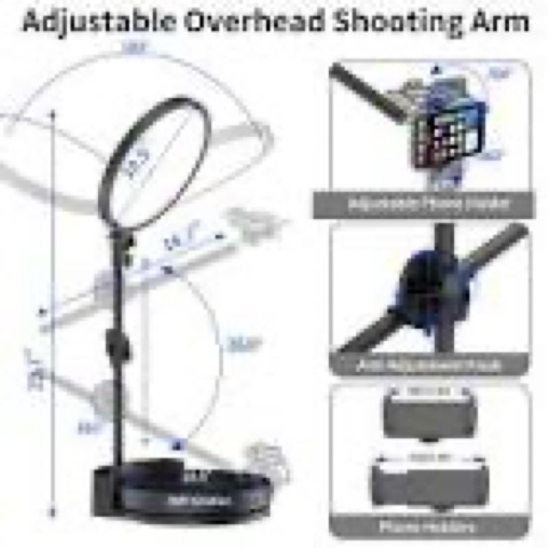 selfie light kit for desk and laptop,55w dimmable full screen ring light,with rotating storage box,p