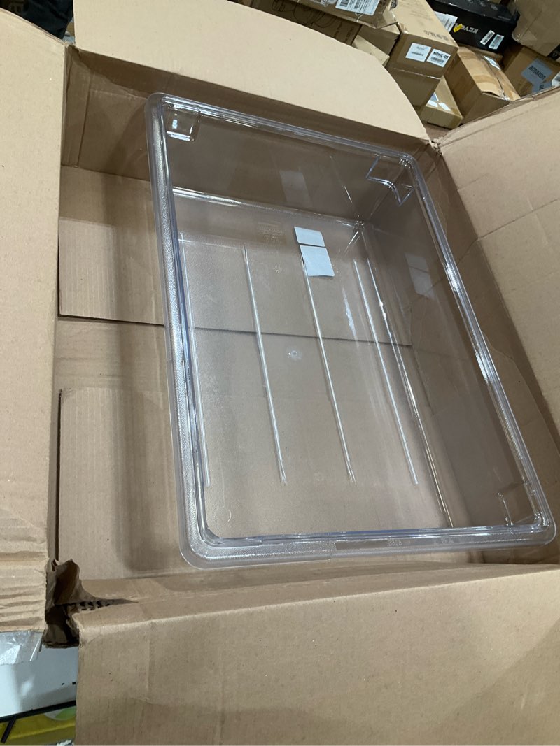 Condition photo showing Good Condition for Rubbermaid Commercial Products Polycarbonate Food Storage Box/Tote 8.5 Gallon Clear for Restaurant/Kitchen/Cafeteria 8.5 Gal Container Clear