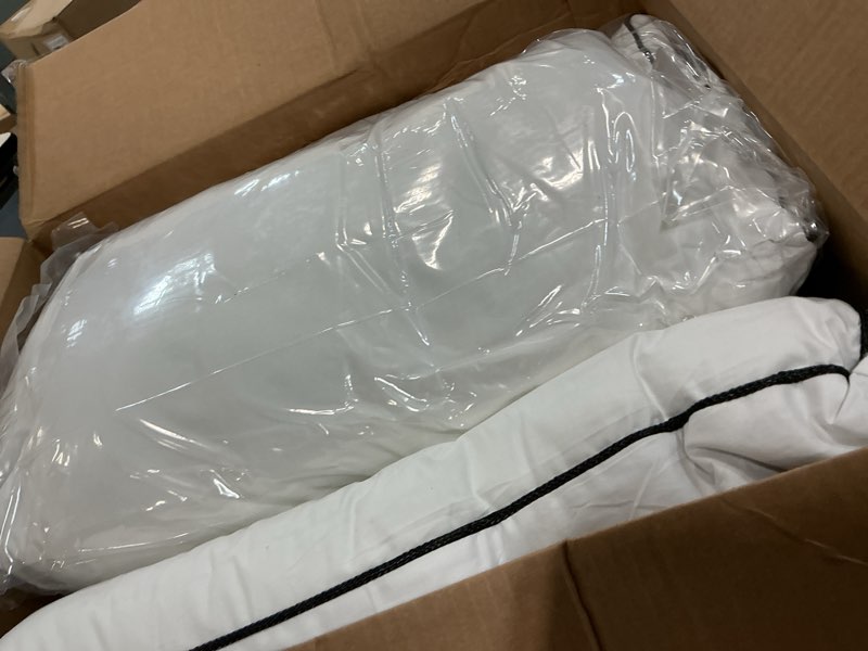 Condition photo showing As Is for premium hybrid goose feather down pillows king size set of 2 with 100% organic cotton cover, hotel collection bed pillows for sleeping, white fluffy soft gusseted pillows (18"x34"+2" gusset) king (pack of 2) white