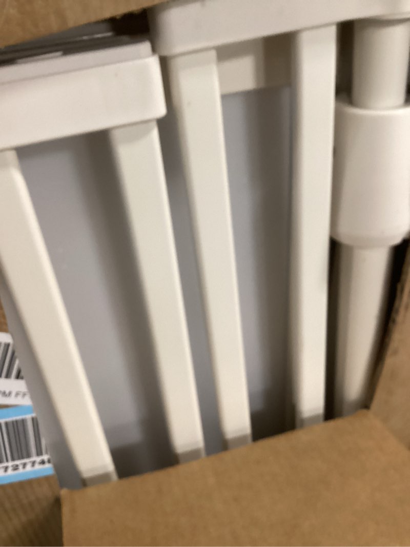 Condition photo showing Good Condition for 74" High Extra Tall Cat Gate,33.85-42" Wide Opening.Auto Closing and No Drilling Pressure Mount Design,Tall Dog Gates for Doorway, Stairs, House, Innovation Double Opening Pet Gate,Transparent,White