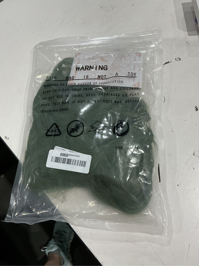 Condition photo showing As Is for yuehong mens short green curly wig anime clown cospaly wig heat resistant synthetic fibers soft breathable costume hair
