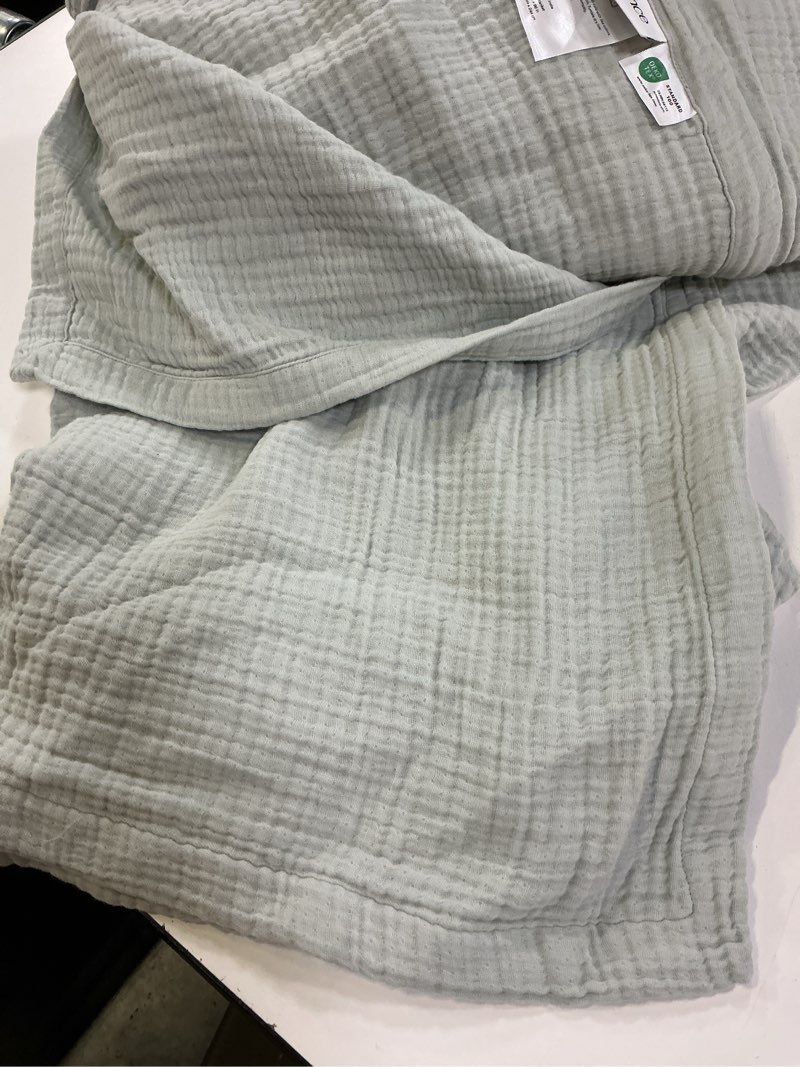 Condition photo showing Good Condition for quince organic cotton gauze blanket king dried sage