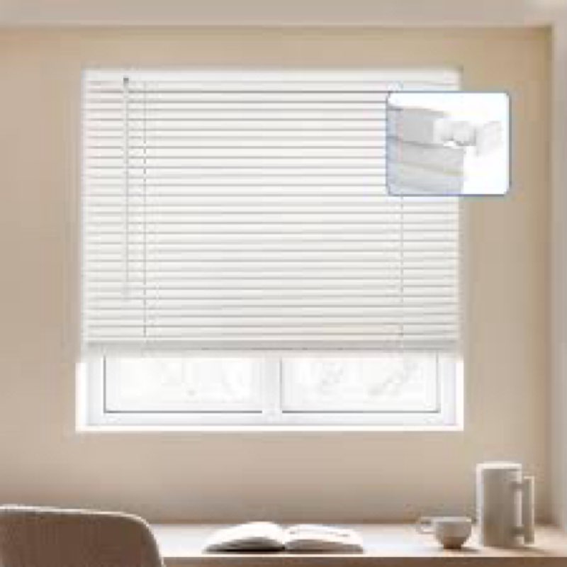 MYshade No Tools-No Drill Cordless 1" Light Filtering Vinyl Mini Blinds for Indoor Windows - 47.5" W