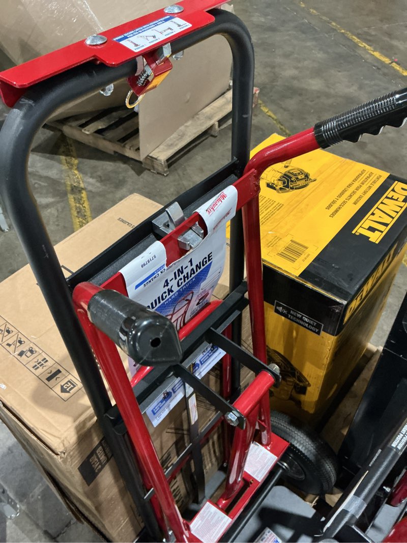 Condition photo showing As Is for milwaukee 1000-lb capacity 4-wheel multiple colors/finishes steel 4 in 1 convertible hand truck