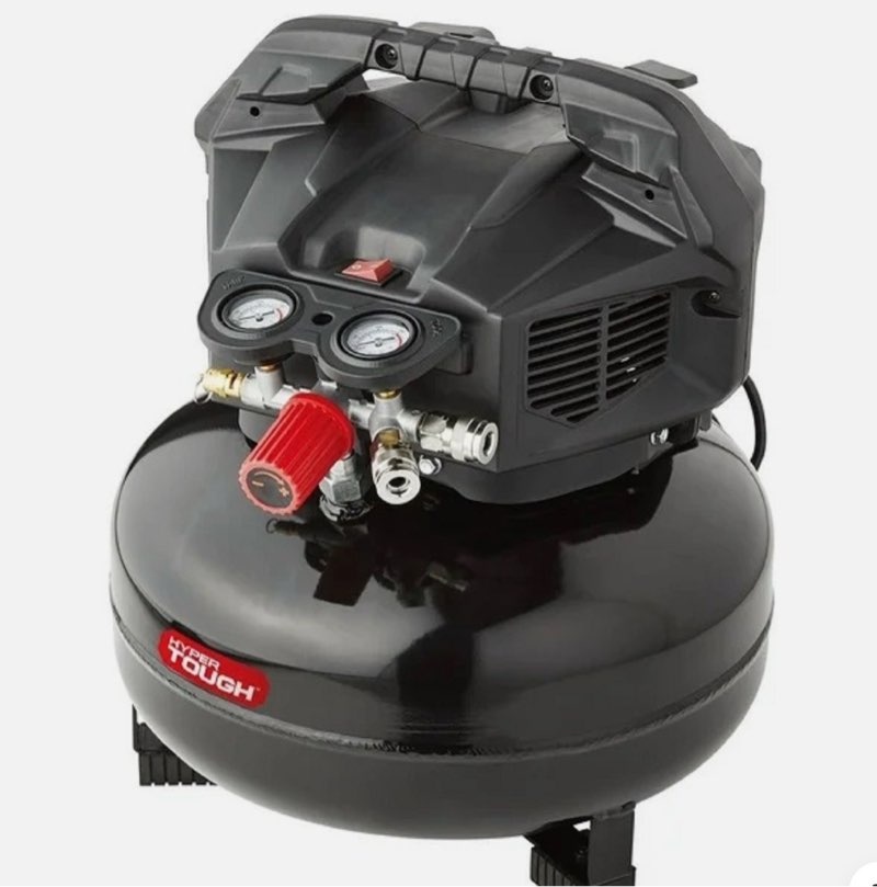 Hyper Tough VACW1523BEMG 6 Gallon Oil Free Pancake Air Compressor, 150 PSI,