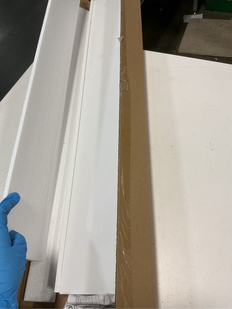 Condition photo showing Good Condition for White Floating Shelves for Wall Decor, Long Wall Mounted Storage Shelf for Bedroom, Living Room, Bathroom, Kitchen, Nursery, Display Picture Ledge Shelf with Lip Set of 2-36 Inches, White White 35.4in