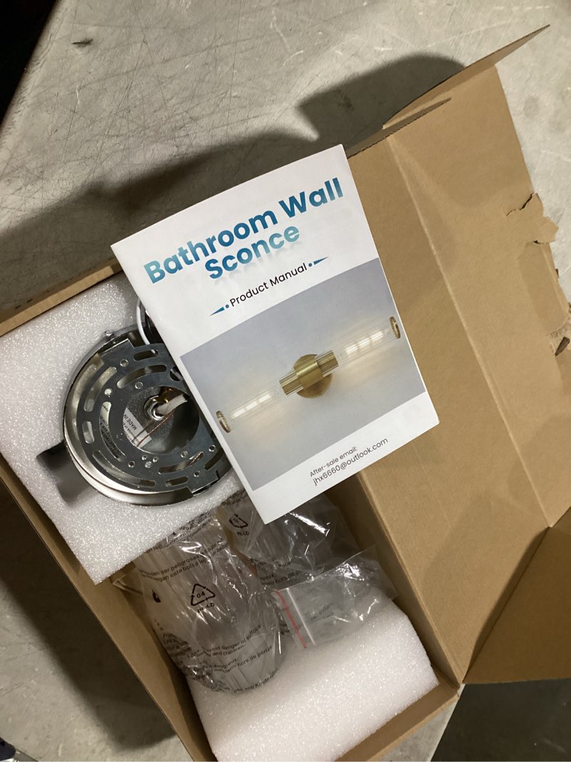 Condition photo showing As Is for bathroom light fixtures, gold wall sconce in threaded glass indoor wall sconces, modern bathroom vanity light up and down sconces wall lighting for living room, hallway - bulb not included gold-b