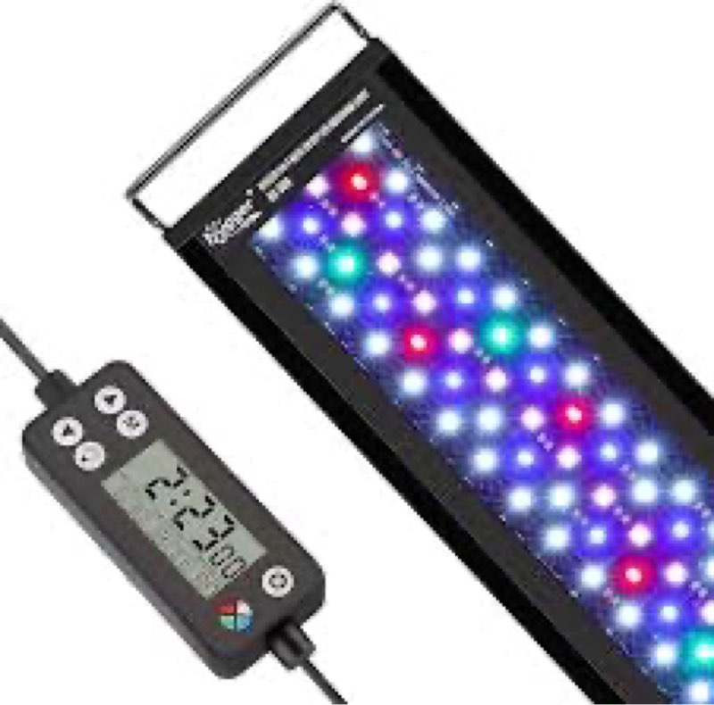 hygger 28W LED Aquarium Light, 24/7 Mode Fish Tank Light with LCD Timer, IP68 Waterproof Full Spectr
