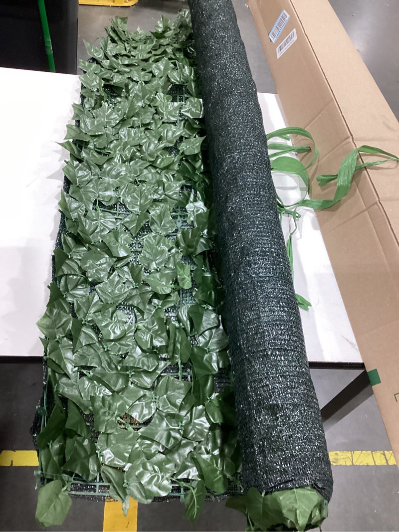 Condition photo showing Good Condition for windscreen4less 58"x117" faux leaf privacy fence screen artificial laurel leaves fence cover wall decoration for patio porch deck balcony yard indoor outdoor 58" x 117" laurel leaf