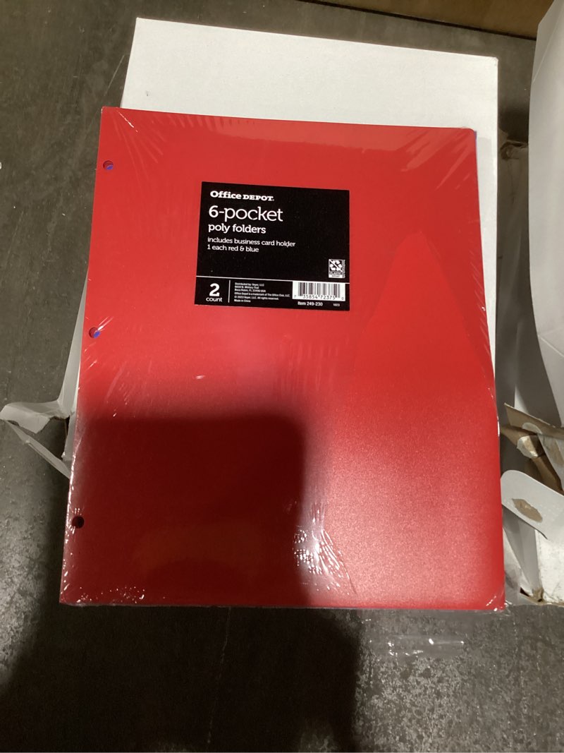 Condition photo showing Good Condition for office depot® brand 6-pocket poly portfolios, 8 1/2" x 11", assorted colors, pack of 2