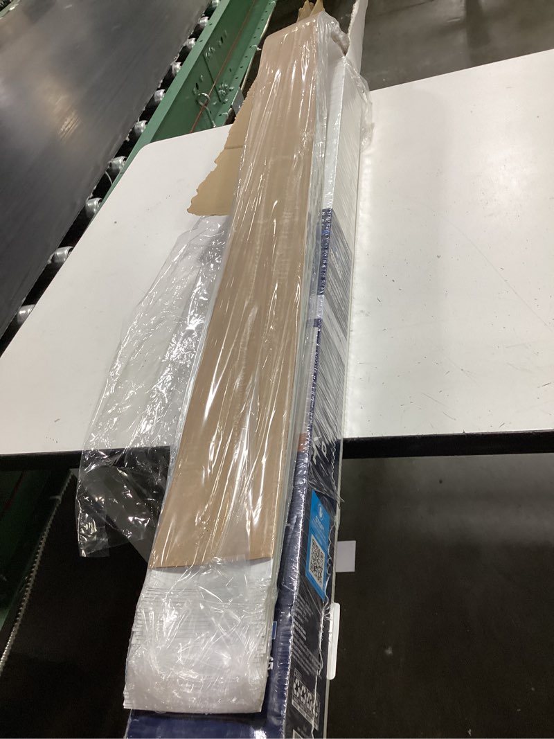 Condition photo showing As Is for project source 3.5-in slat width 104-in x 84-in cordless white vinyl room darkening vertical blinds