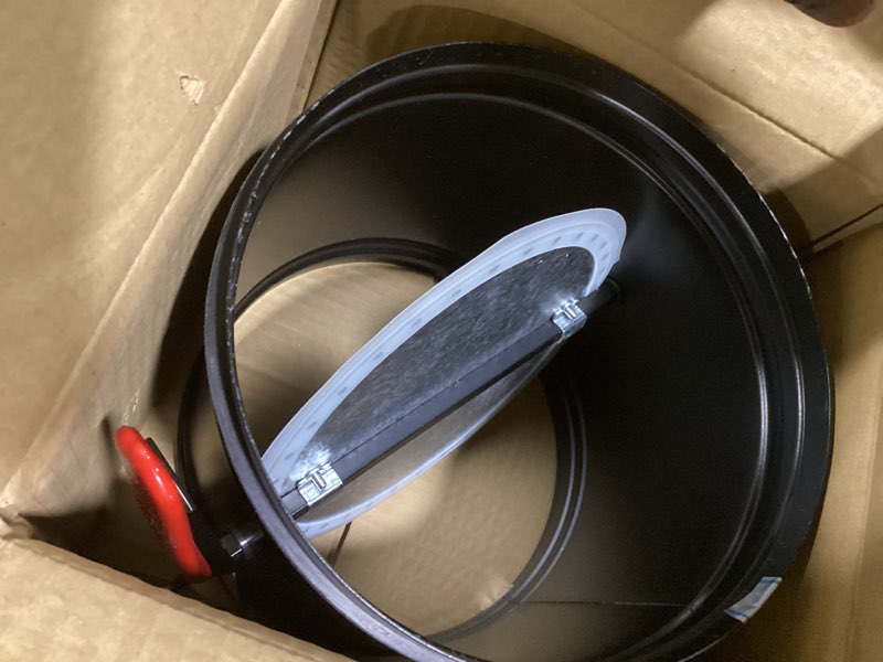 Condition photo showing As Is for hon&guan hvac duct manual volume backdraft damper 8 inch ?manual airflow control with silicone seal ring flap for airflow ducting branch vent systems -galvanized steel,black 8 inch black