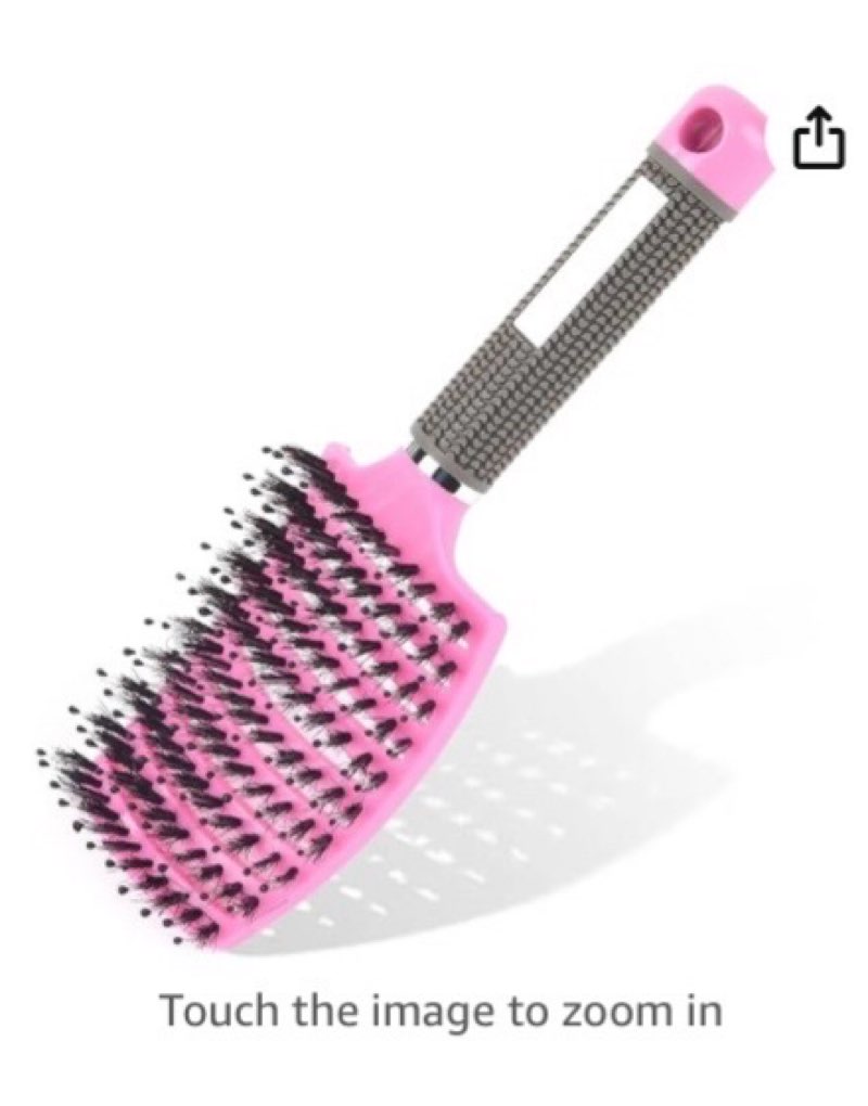 URAQT Hair Brush, Wide Curved Vented Brush for Women Men, Paddle Vent Detangling Brush with Boar Bristle for Tangles and Knots, Fast Drying Styling Massage Hairbrush, Suitable for All Hair Types