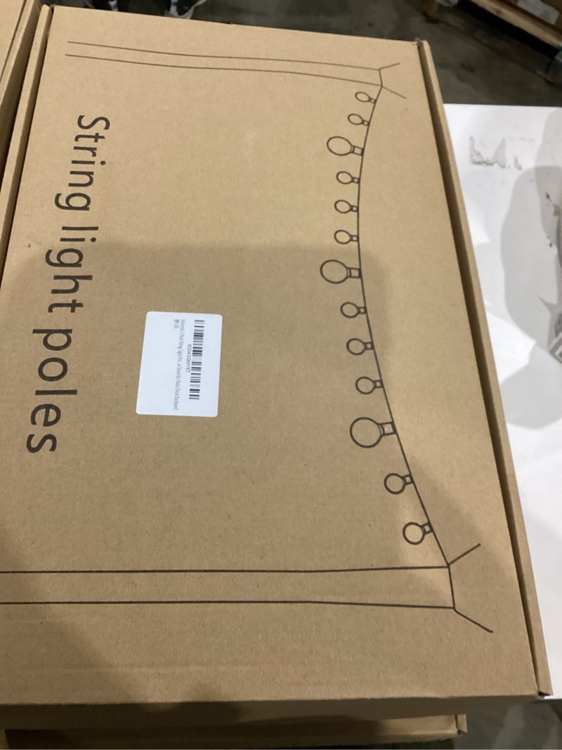 Condition photo showing As Is for String Light Poles,10 Ft Light Poles for Outside String Lights,Outdoor Lights Pole with Fork,Metal Poles Stand for Patio Deck Backyard 10FT 2 Pack