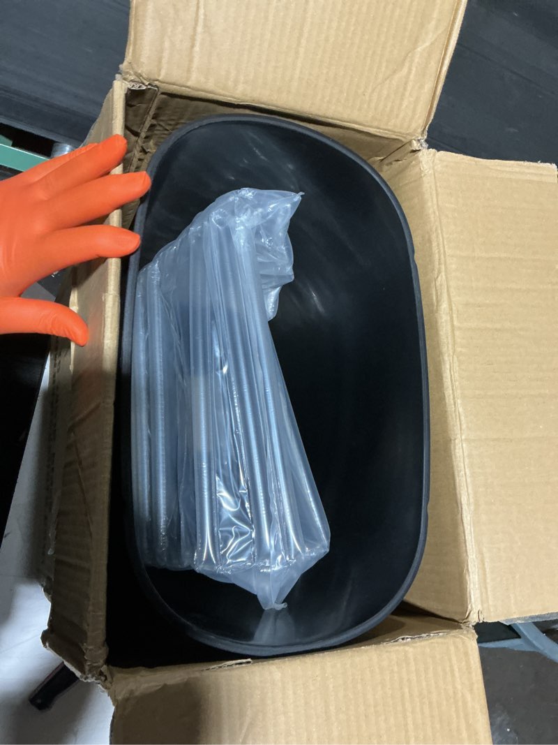 Condition photo showing Good Condition for bestoffice | 13 gallon trash can with lid | automatic touchless garbage can | odor control | modern oval design | easy to clean | plastic | black | fits any kitchen, bathroom, office or home plastic black