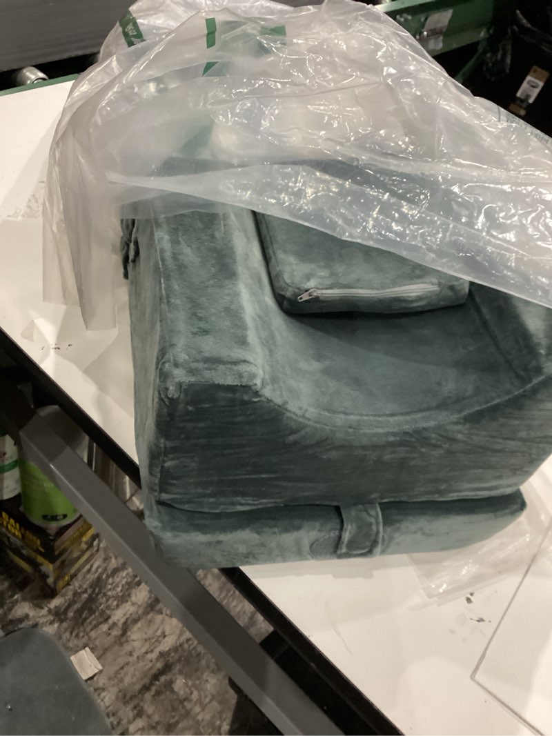 Condition photo showing Good Condition for bedluxe leg pillow elevation blood circulation, wedge pillow for legs swelling, leg elevating wedge pillow for after surgery, foot knee pillow for leg rest, sleeping, memory foam top, 8in, white/grey 22*24+8 white grey