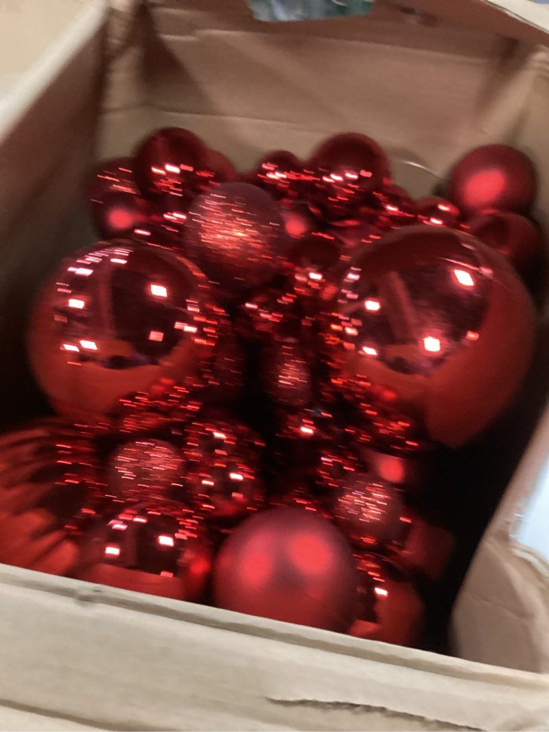 Condition photo showing Good Condition for 9.8 Ft Christmas Ball Garland Ornaments Bauble Garland Glitter Shatterproof Christmas Tree Ball Ornaments for Xmas Party Supplies Home Indoor Outdoor Decoration(Red)