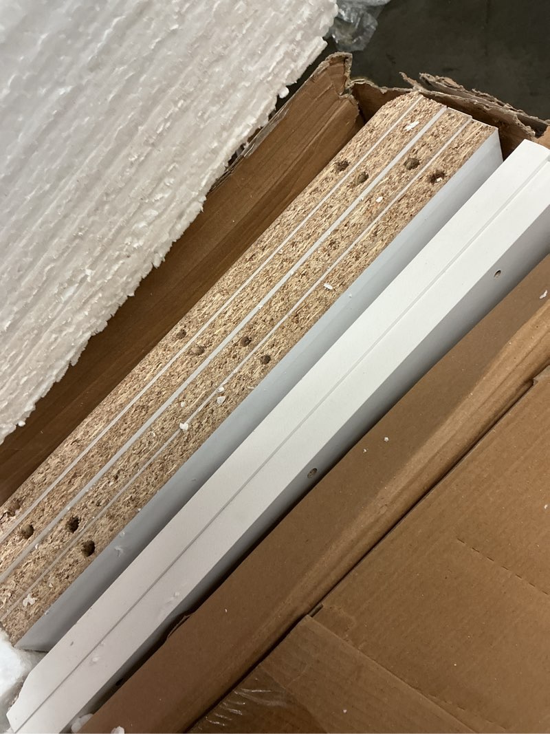 Condition photo showing As Is for closetmaid brightwood 5-ft to 10-ft w x 6.85-ft h white solid shelving wood closet system