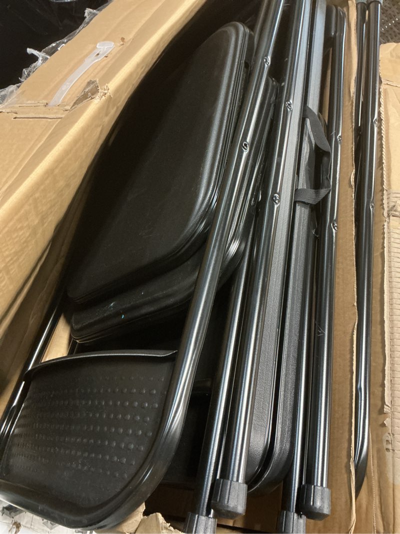 Condition photo showing Good Condition for mainstays 5 piece resin card folding table and four folding chairs set, black