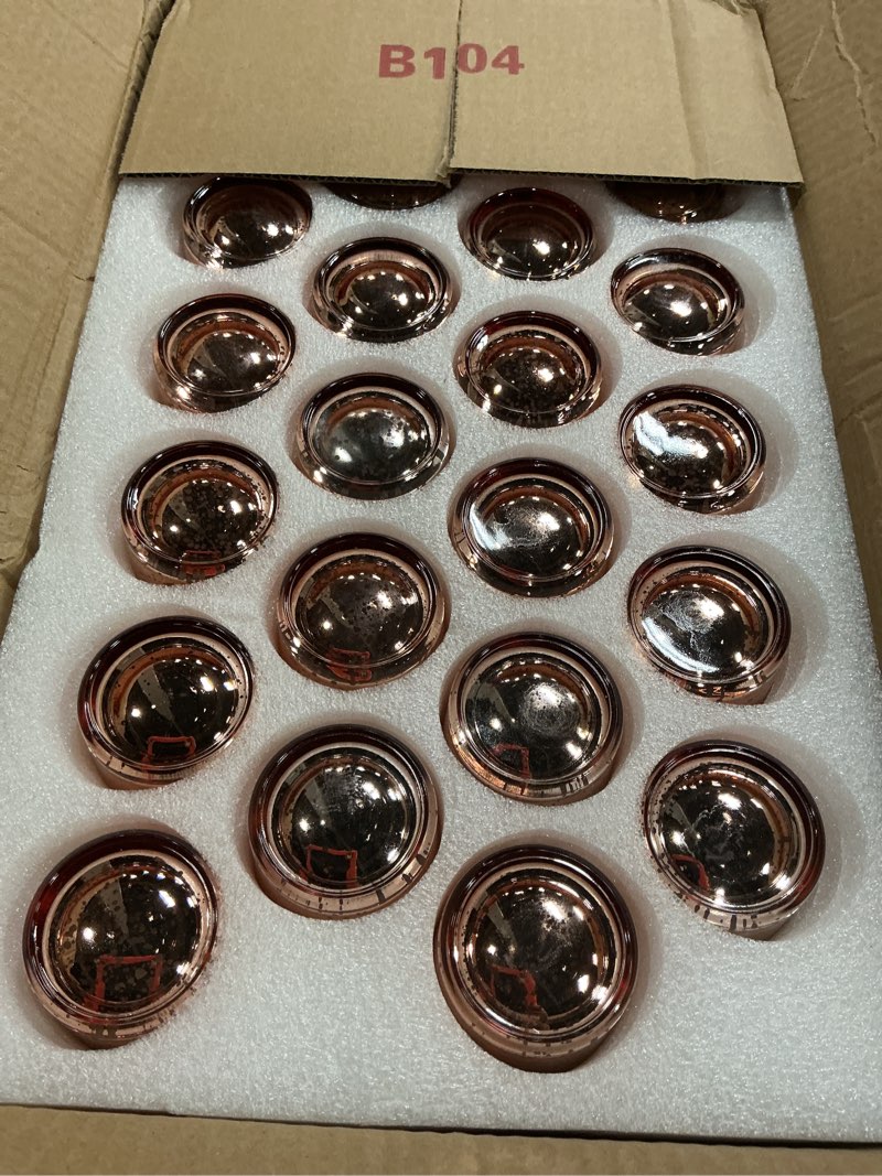 Condition photo showing New/Like New for upbud votive candle holders set of 24, speckled mercury rose gold candle holders for wedding centerpiece table decorations, tealight candle holder for party bridal shower decor, home decor