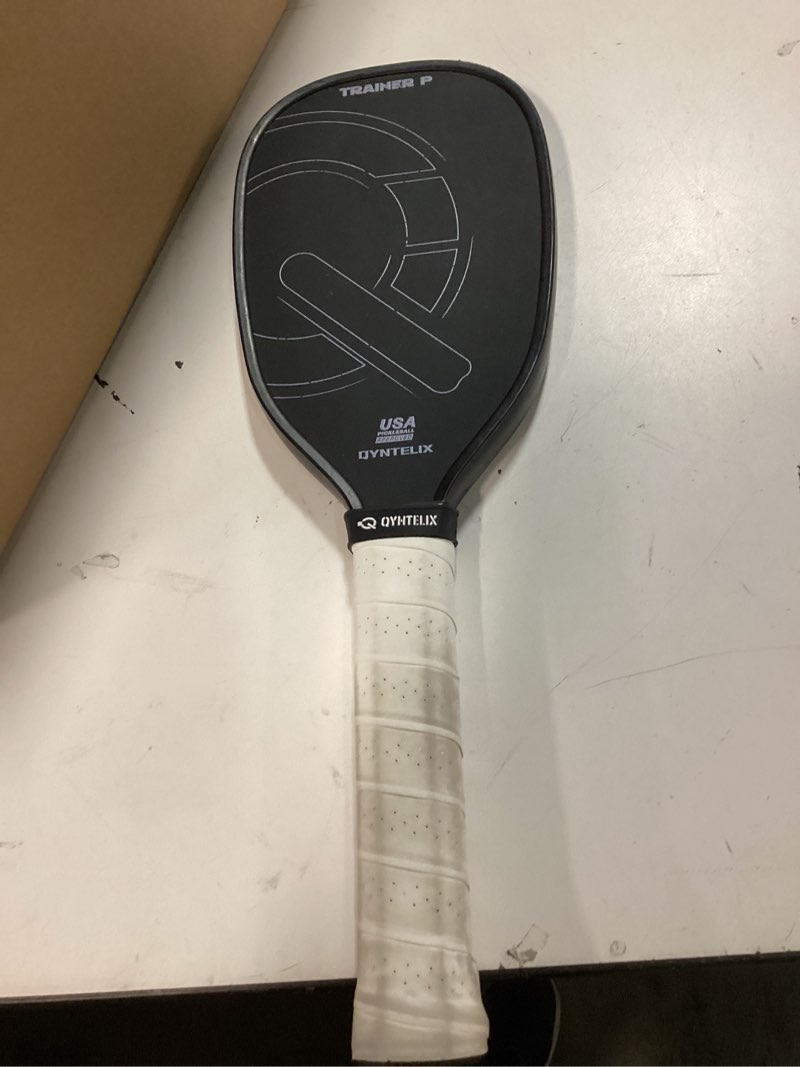 Condition photo showing Good Condition for Pickleball Training Paddle -USAPA Approved Pickleball Trainer Practice Paddle,Carbon Fiber Particle Paint Frosted Surface, Extra Long Handle,16mm Core Sports Sweet Spot Training Racket BLACK