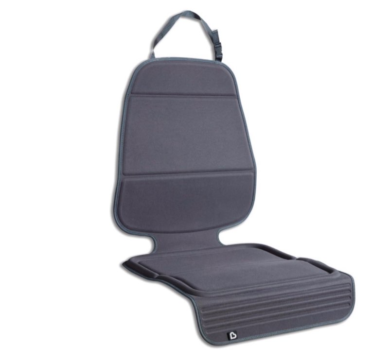 munchkin child car seat protector, elite seat guardian with grime guard fabric, dark grey