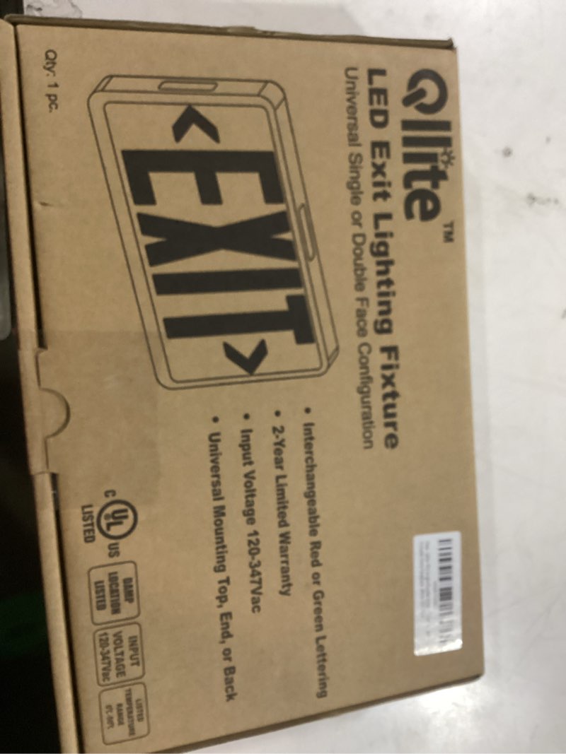 Condition photo showing New/Like New for Qllite Led Emergency Exit Sign Single/Double Sides Exit with Battery Backup, Switchable Red and Green Colors, UL Listed, 120-347V, Emergency Fire Exit Lights, Light up Exit Sign, Lighted Exit Signs, Exit Signs for Business Home Commercial Use