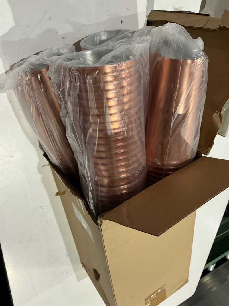 Condition photo showing Good Condition for jingmore 100 pack 16 oz disposable plastic cups aluminum party tumbler stackable plastic drinking cups for hot cold drinks coffee cocktail beverage for wedding birthday graduation picnic(rose gold) rose gold 16 oz