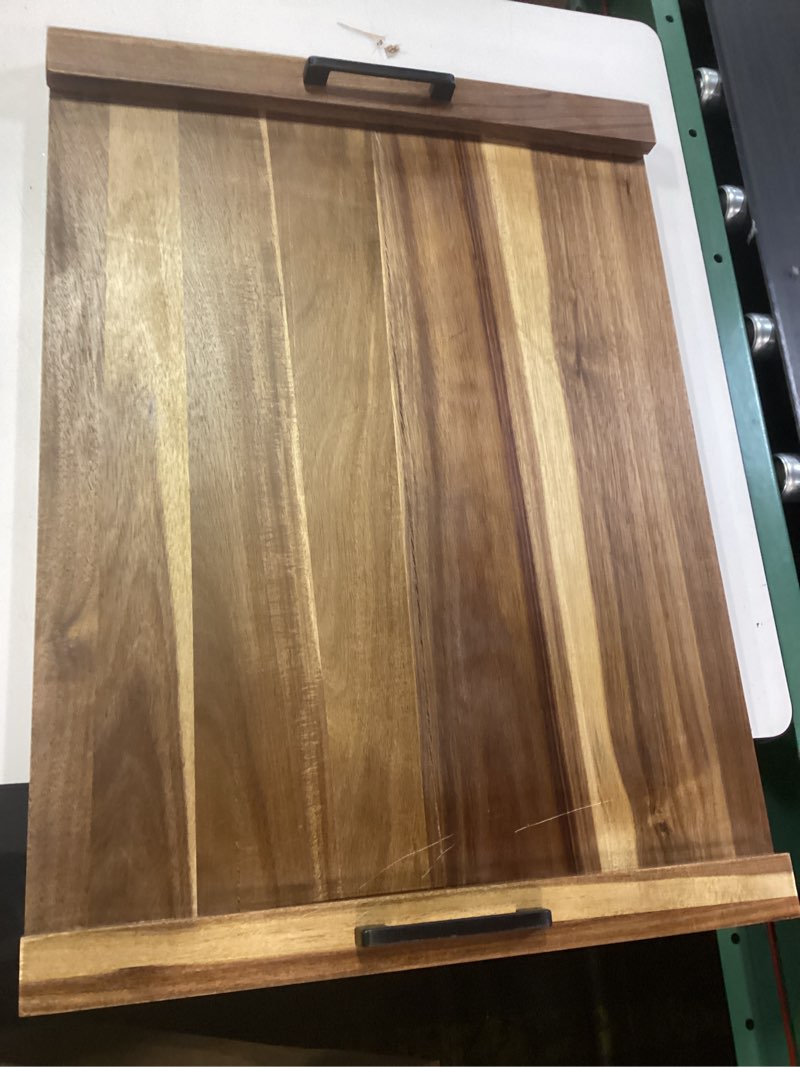 Condition photo showing As Is for spaceaid noodle board stove kitchen cover with handles, top covers for gas burners and electric stove, oven decor accessories wood tray for countertop, natural acacia 29.5"w x 22"d x 2.1"h natural acacia