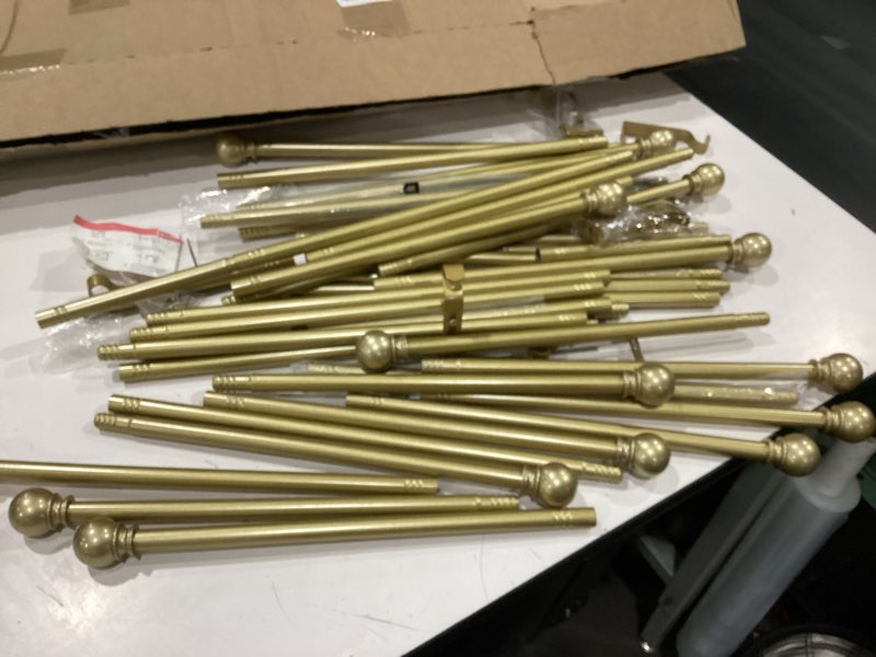 Condition photo showing Good Condition for gold curtain rod for windows 30 to 60 inch, 2 pack 5/8 inch diameter adjustable curtain rods with brackets, heavy duty easy to install, suitable for bedrooms and outdoor 30-60"(2 pack) gold