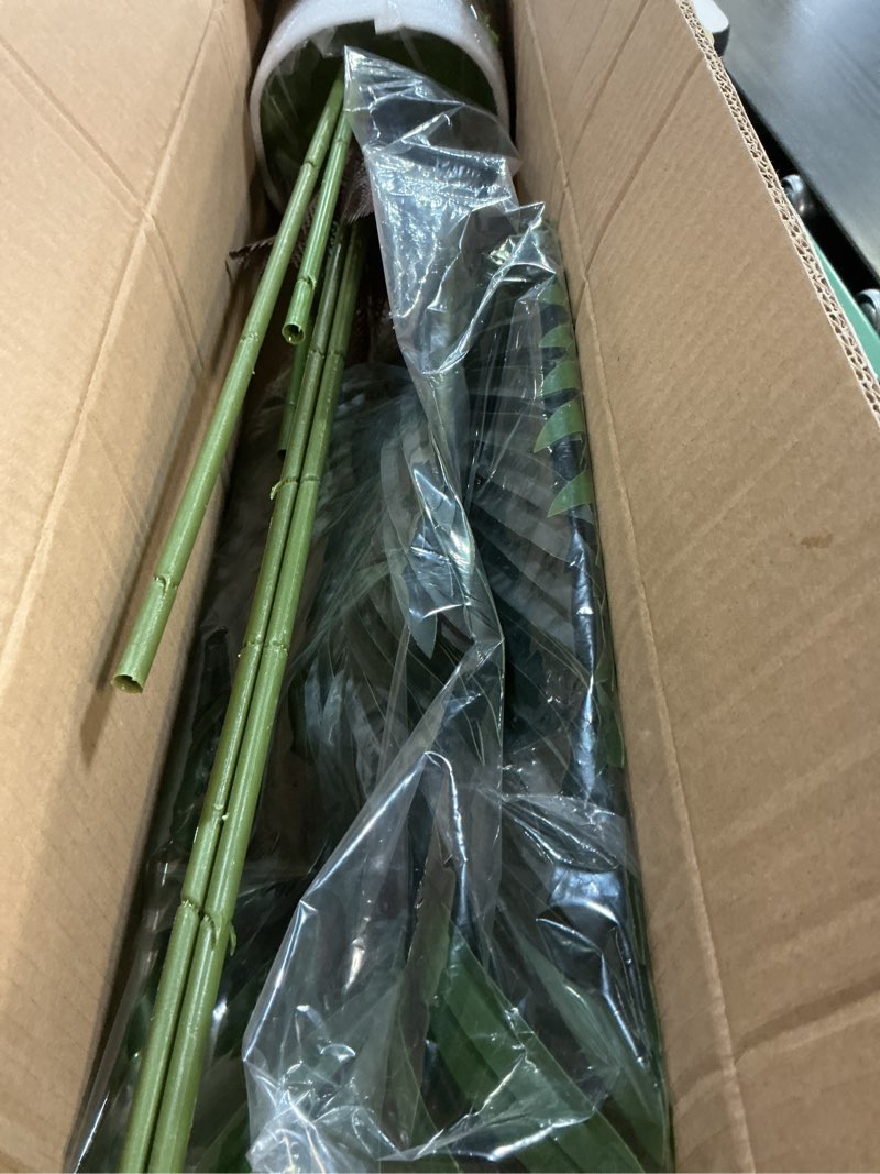 Condition photo showing Good Condition for Artificial Golden Cane Palm Tree 4 Feet Faux Plant for Home Decor Indoor Outdoor Faux Areca Palm Tree in Pot for Home Office Perfect Housewarming Gift with Adjustable Trunks 6in Palm Tree