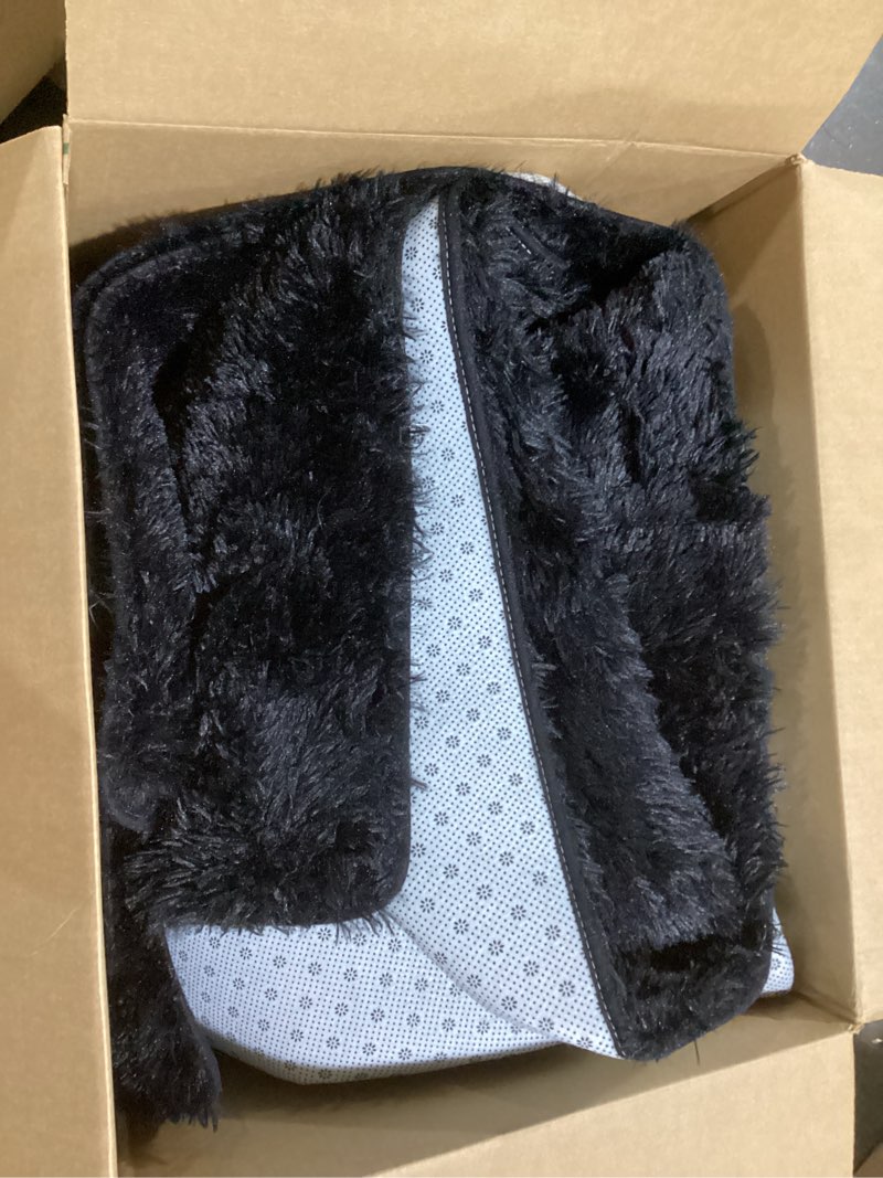 Condition photo showing Good Condition for (not sure on size) 6x9 area rug for living room, ultra soft fluffy shag rugs for bedroom, non-slip large fuzzy plush rug indoor floor carpet for nursery kids office dorm modern decor, black black 6' x 9' (rectangular)