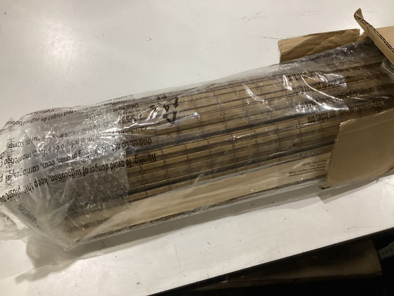 Condition photo showing New/Like New for unishades cordless bamboo roman shades for windows, blinds size (21.5" w ×64" h) colour (highfield teak) ?room darkening?highfield teak 21.5" w × 64" h