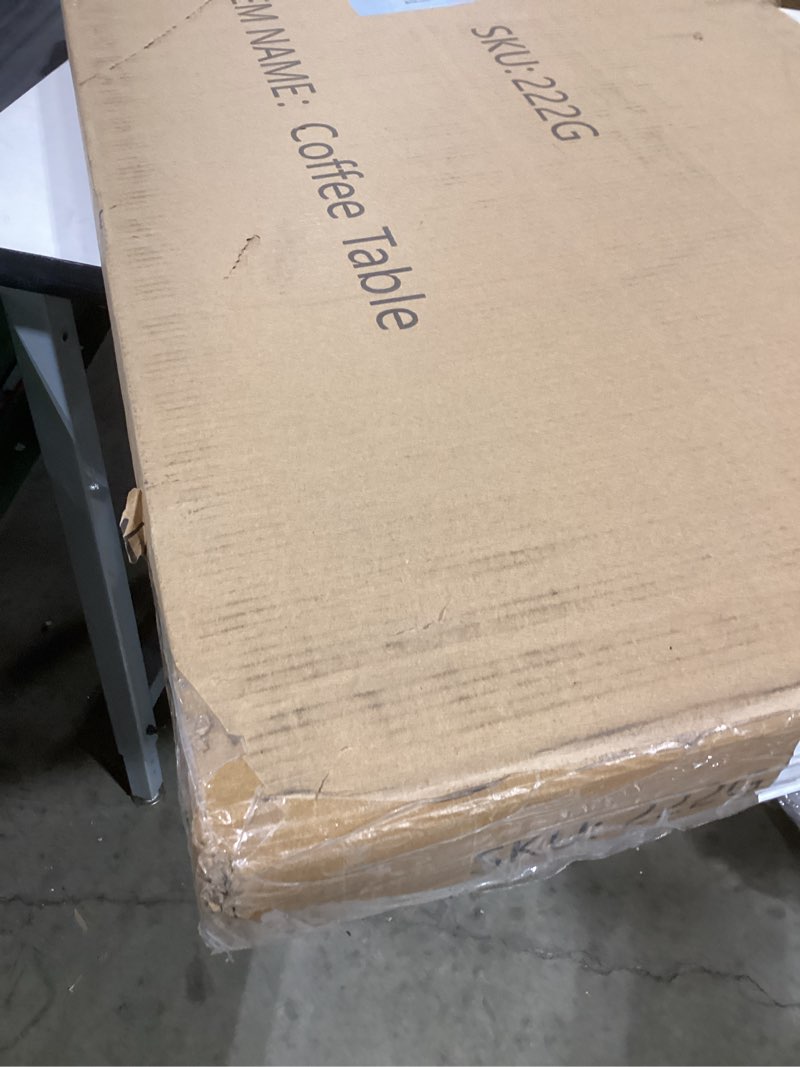 Condition photo showing New/Like New for SENIG 2-Tier Coffee Table with Storage Shelf for Small Living Spaces, Grey Oak Rectangle Wood and Sturdy Metal Side End Table, Stable Metal TV Stand, Functional Center Table for Living Room Grey Oak 31.5in