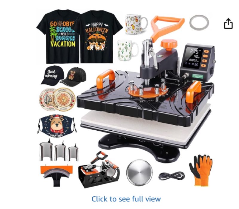 DREAMVAN Heat Press Machine, Upgraded 8 in 1 Heat Transfer Machine, 12" X 15" Digital Industrial Sublimation Heat Printing Combo with 360 Degree Rotation Swing Away for T-Shirt Hat Cap Mug Plate