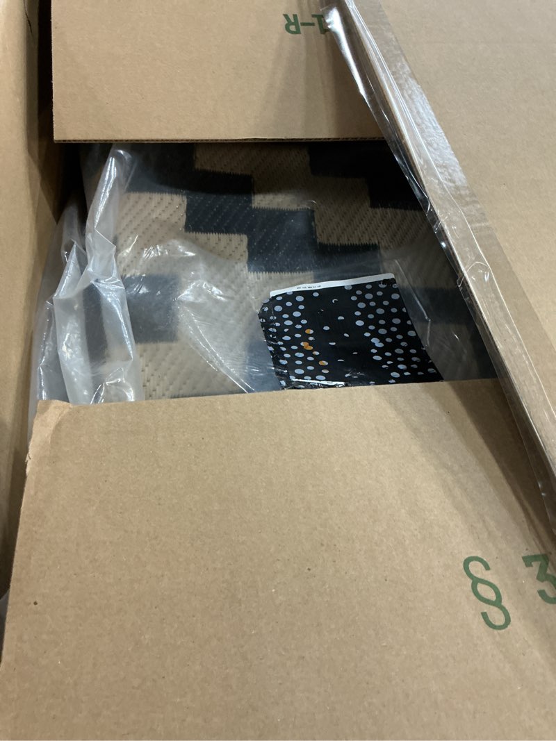 Condition photo showing New/Like New for smiry waterproof outdoor rug 8x10 ft, reversible plastic straw patio camping rugs, outdoor indoor rv mat carpet for patio, outside entry, backyard, deck, bench, picnic, camper, black & beige black and beige 8' x 10' (rectangular)