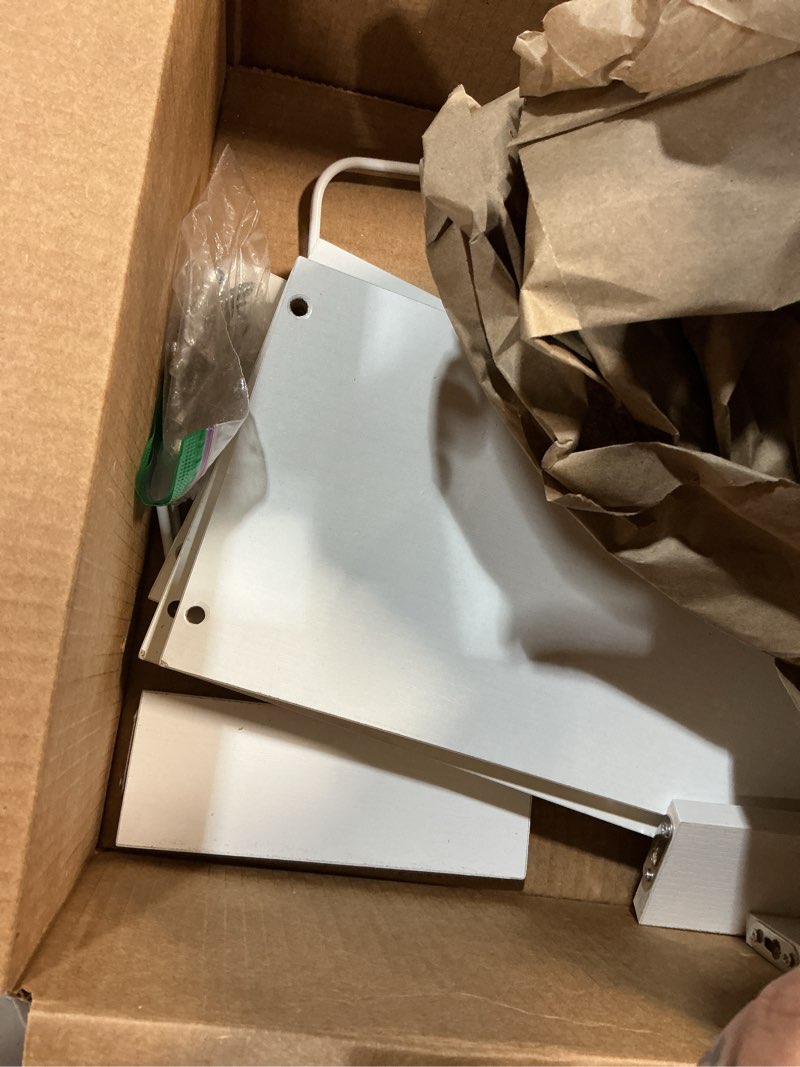 Condition photo showing As Is for floating shelves for wall, floating shelves for bedroom kitchen decor, wall mounted rustic farmhouse wood shelf for books, plants, set of 3 (white) white 15.74 inches l x 6.7 inches w x 6.4 inches h