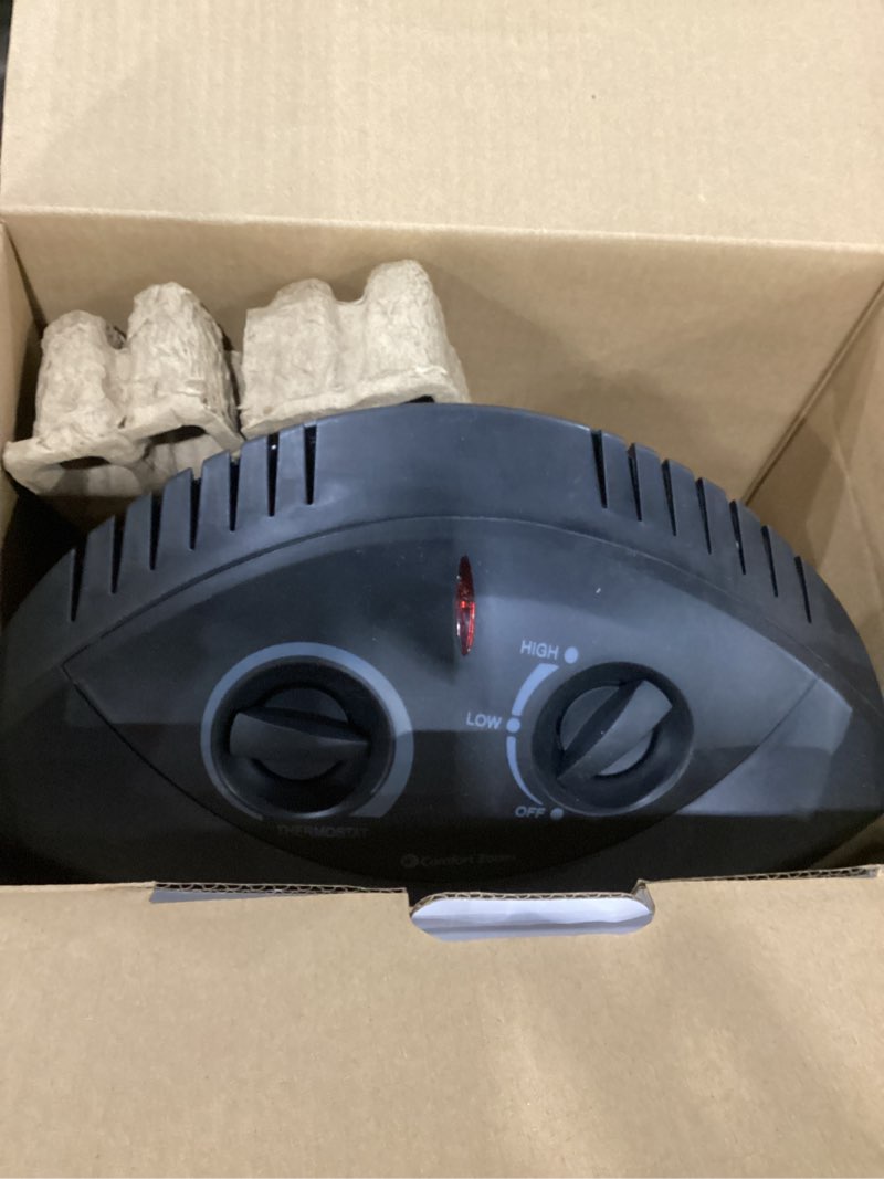 Condition photo showing As Is for Not tested as is Comfort Zone Space Heaters for Indoor Use, Portable Electric Heater, Adjustable Thermostat, Infrared Heat, Quartz Tower Space Heater with 2 Heat Settings, Bedroom Heater, Black
