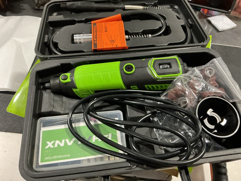 Condition photo showing Good Condition for 180w rotary tool kit, 1.5-amp phalanx 6 variable speed with flex shaft, 8000-32000rpm multi-tool& 139pcs accessories kit, power multiuse set prefect for crafting projects and diy creations… 139pcs rotary tool