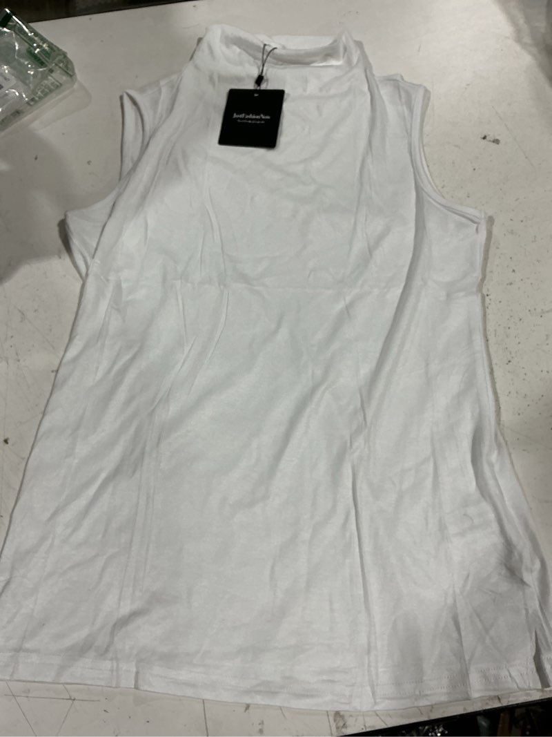 Condition photo showing Good Condition for justfashionnow mock turtleneck sleeveless tops high neck tank stretchy relax fit casual trendy 2026 summer layer tank top medium white