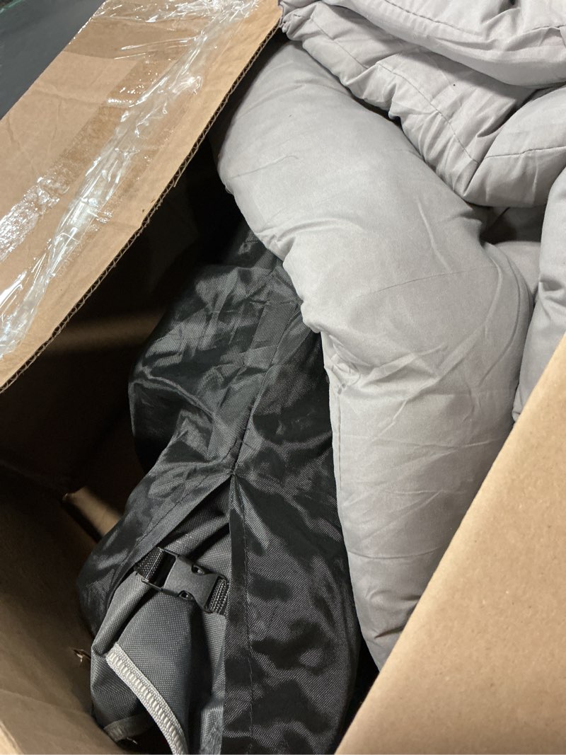 Condition photo showing As Is for zenpetio 28in folding camping cot for adult, portable sleeping cot with mattress, outdoor heavy duty cot bed for camp with carry bag for home, office, camp, travel, vacation(max loading 500lbs) gray cot + gray pad basic - 75x28x15"