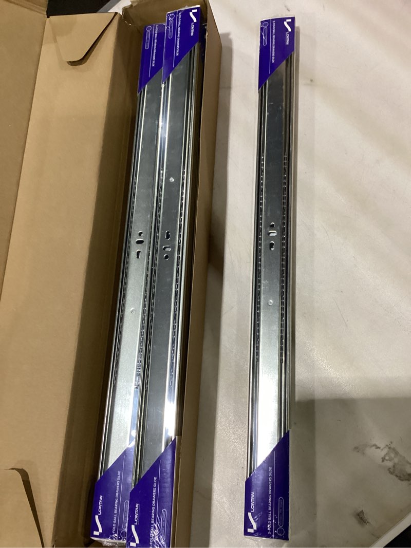 Condition photo showing New/Like New for LONTAN 6 Pairs 22 Inch Soft Close Drawer Slides for Dresser - Heavy Duty Full Extension Drawer Slides Metal Ball Bearing Cabinet Slides Kitchen 100 LB Capacity 22 Inch 6